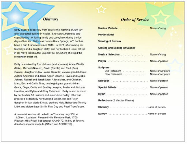 Starry Funeral Program Template.