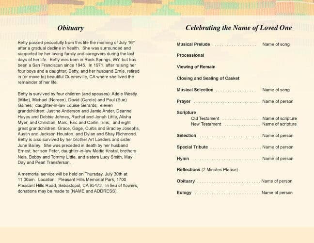 Ashanti Funeral Program Template.