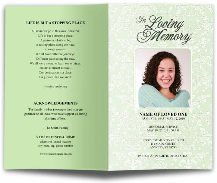 Sachet Funeral Program Template.