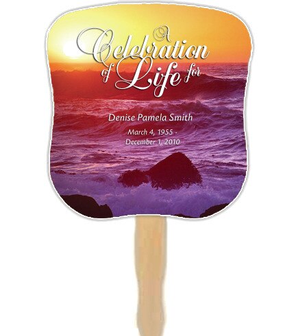 Twilight Cardstock Memorial Fan With Wooden Handle (Pack of 10).