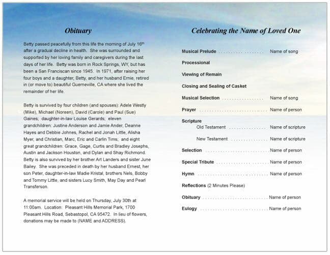 Voyage Funeral Program Template.