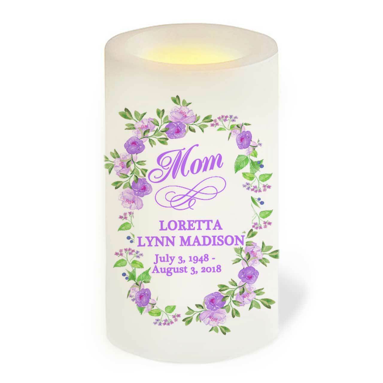 Lavender Personalized Flameless LED Memorial Candle.