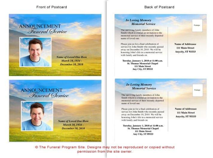 Horizon Funeral Announcement Template.