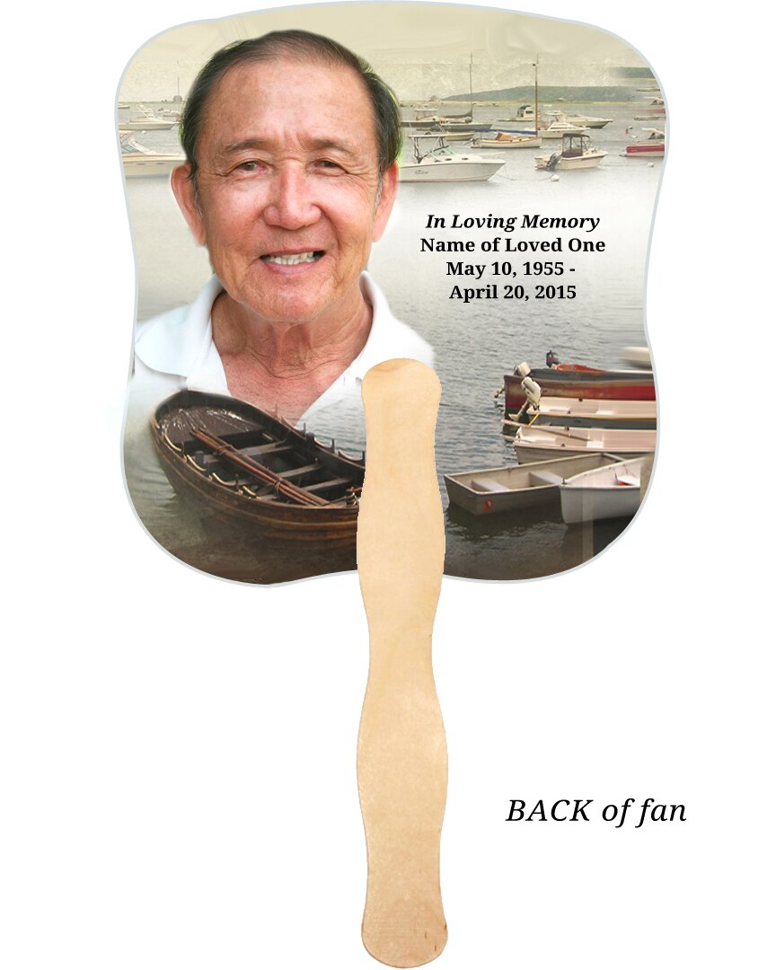 Fishing Cardstock Memorial Fan With Wooden Handle (Pack of 10).