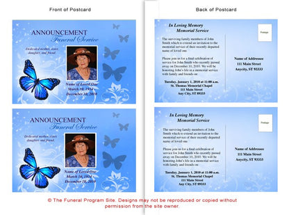 Butterfly Funeral Announcement Template.