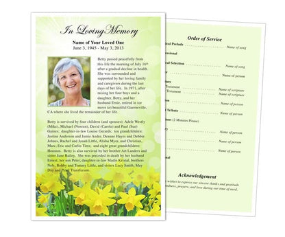 Daffodils Funeral Flyer Template.