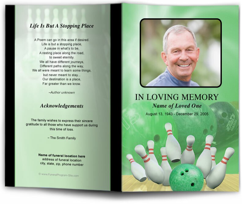 Bowling Funeral Program Template.