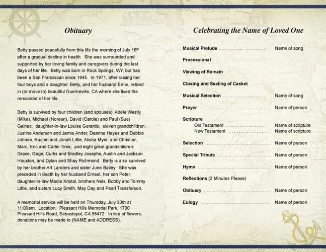 Old World Funeral Program Template.