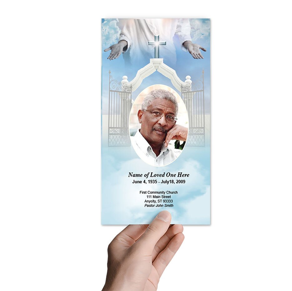 Open Arms Funeral Brochure Tri Fold Template.