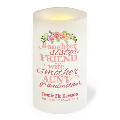 Beloved Her Personalized Flameless LED Memorial Candle.