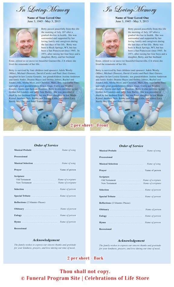 Bowling Funeral Flyer Template.