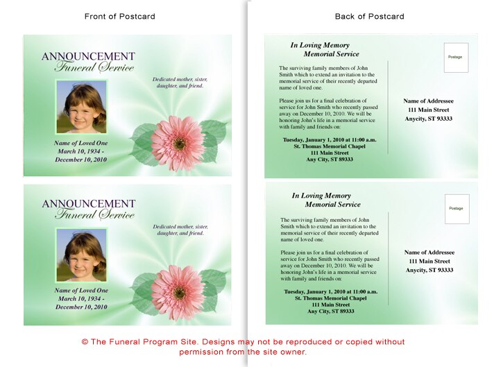 Blossom Funeral Announcement Template.