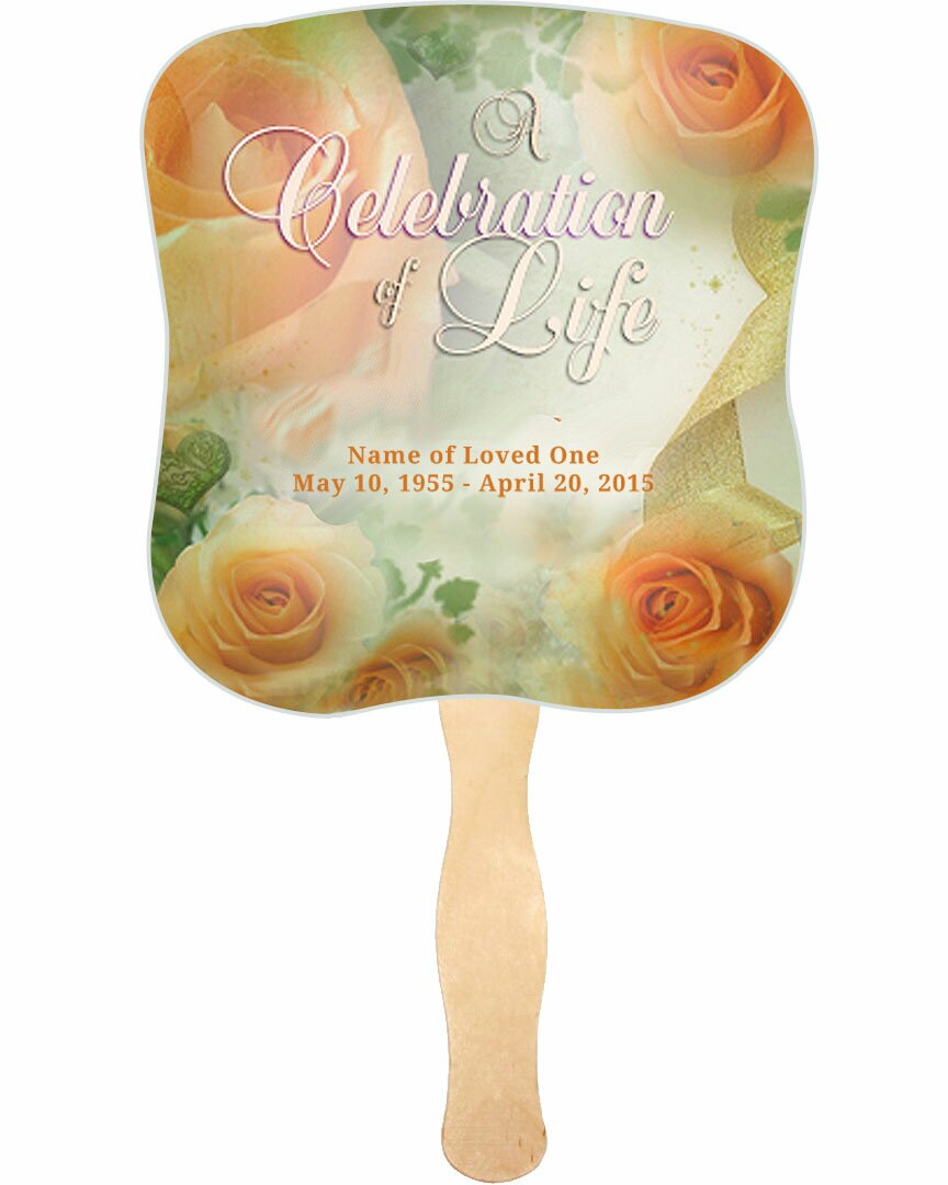 Rejoice Cardstock Memorial Fan With Wooden Handle (Pack of 10).