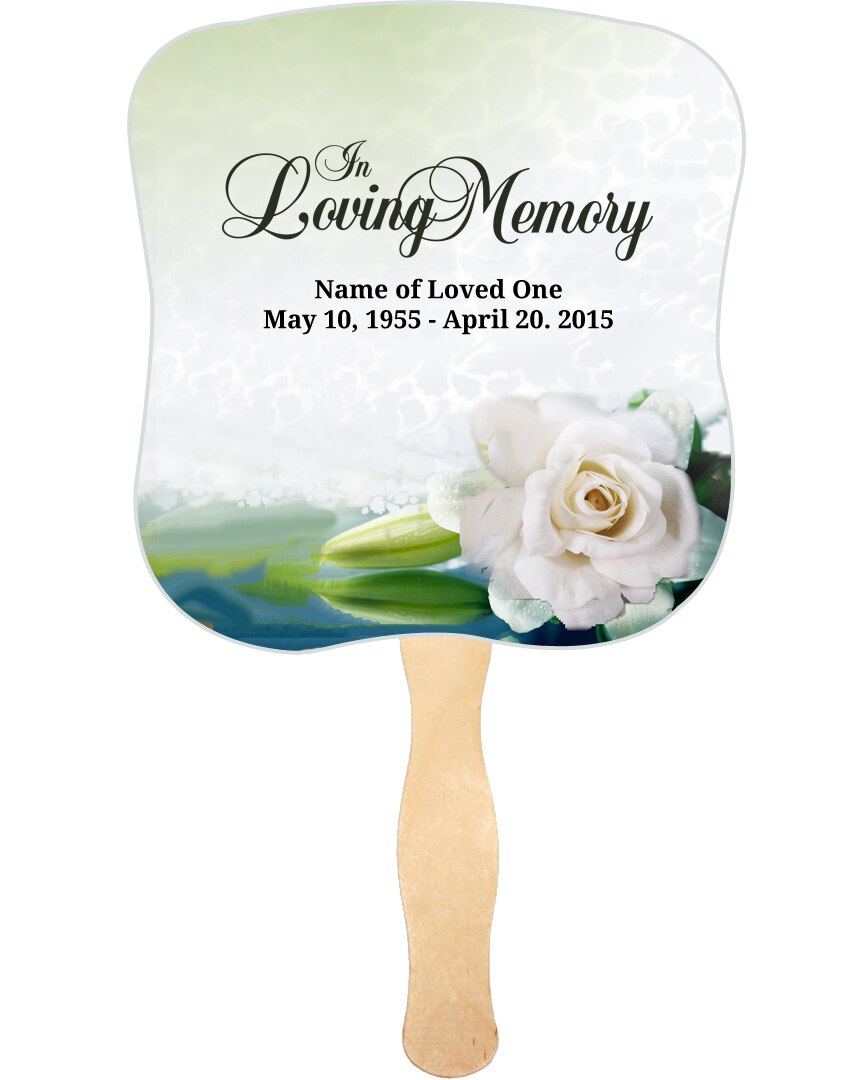Divine Cardstock Memorial Fan With Wooden Handle (Pack of 10).