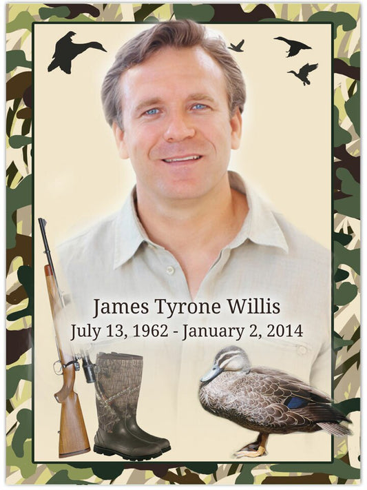 Camouflage Funeral Memorial Poster Portrait.