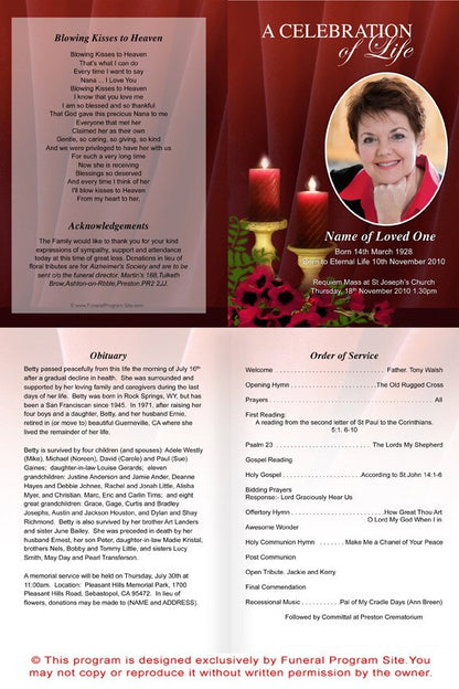 Candlelight A4 Funeral Order of Service Template.