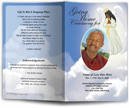 Angel Funeral Program Template.