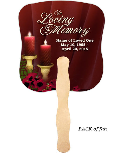 Candlelight Cardstock Memorial Fan With Wooden Handle (Pack of 10).