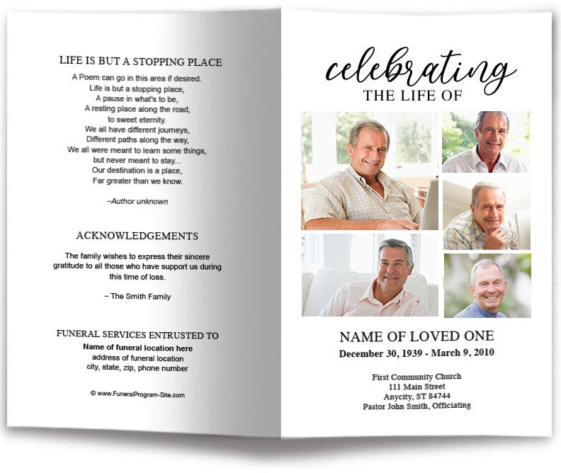 Multi Photo Funeral Program Template.