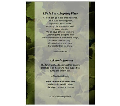 Essence Small Memorial Card Template.