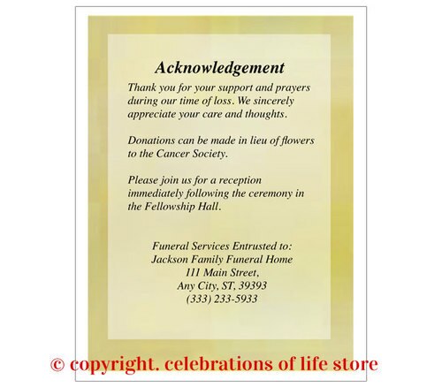 Bouquet Small Memorial Card Template.