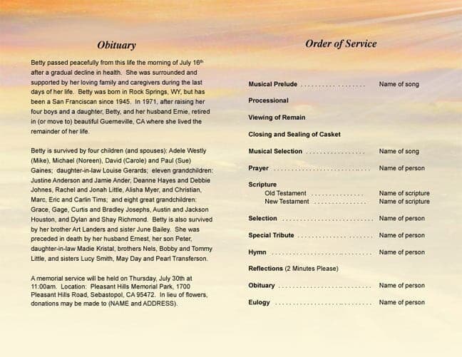 Valley Funeral Program Template.