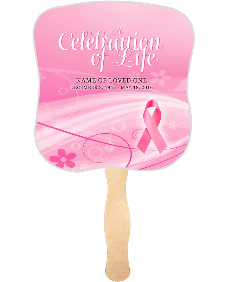 Awareness Cardstock Memorial Fan With Wooden Handle (Pack of 10).