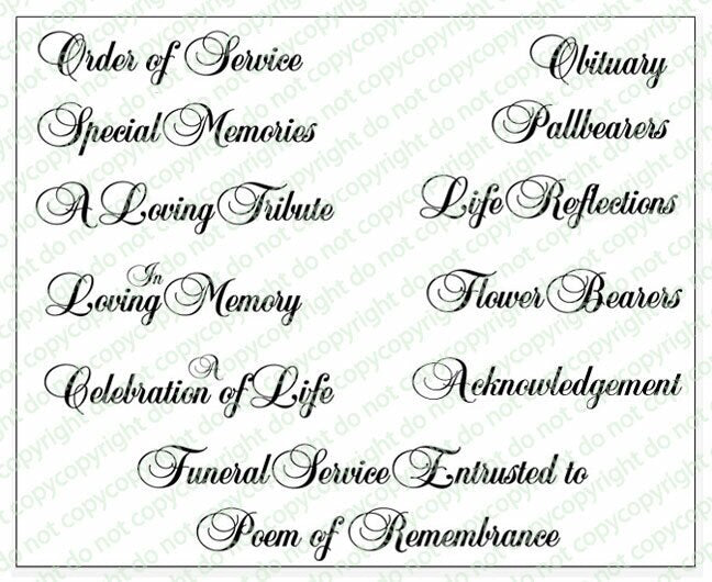 Signature Funeral Program Titles Pack of 12 – Funeral Program-Site ...