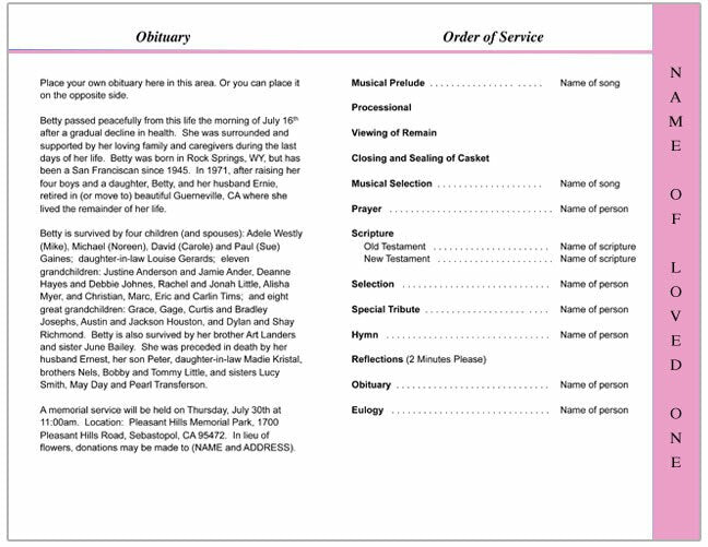 Aloha 4-Sided Graduated Funeral Program Template.