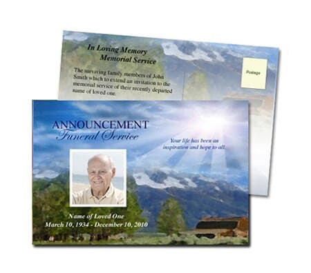 Outdoor Funeral Announcement Postcard Template.