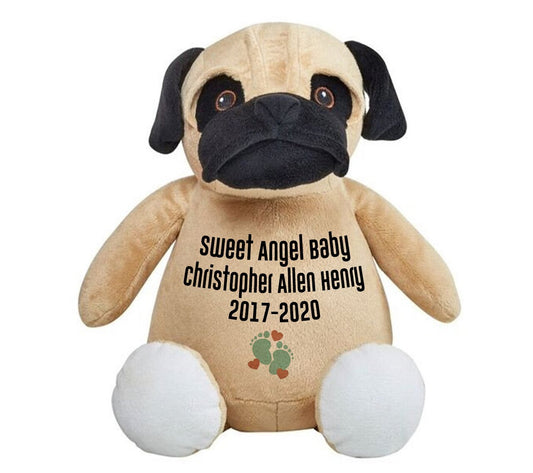 Pug Doggie Memorial Stuffed Animal-Urn.