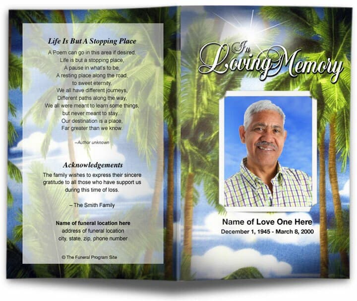 Paradise Funeral Program Template.