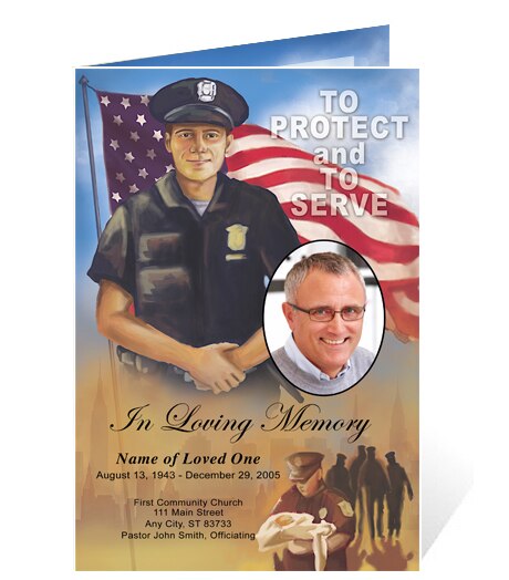 Policeman Funeral Program Template (Dark-Light Skin).