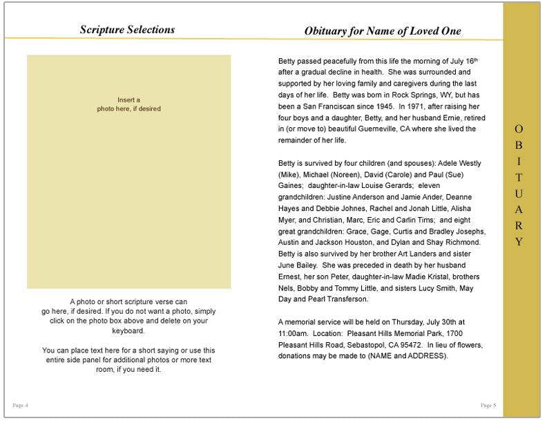 Embassy 8-Sided Graduated Funeral Program Template.