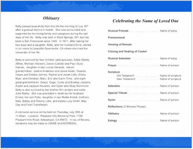 Jazz Funeral Program Template.