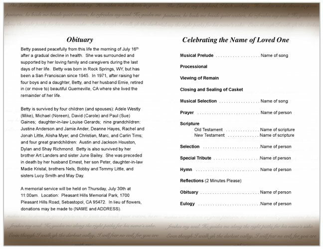 Rosary Funeral Program Template.