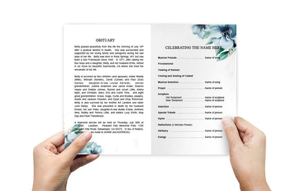 Willow Watercolor Funeral Program Template.