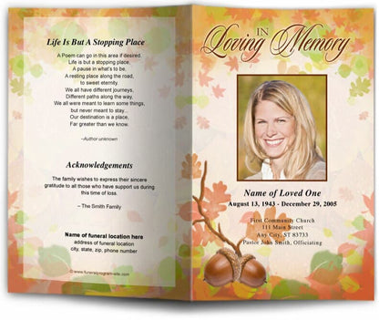 Autumn Funeral Program Template.