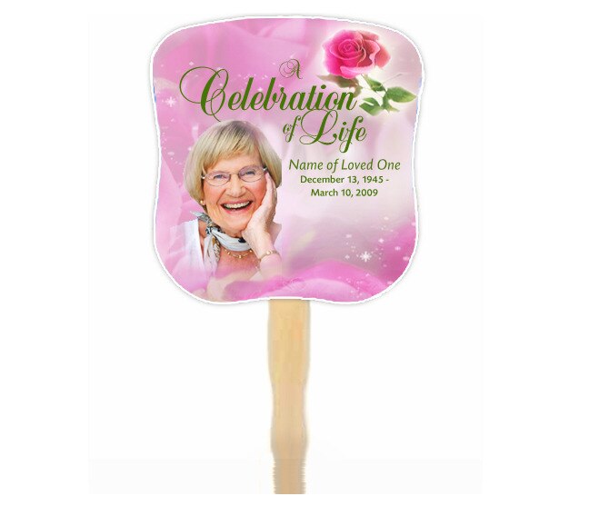 Petals Cardstock Memorial Fan With Wooden Handle (Pack of 10).