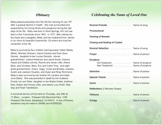 Bowling Funeral Program Template.