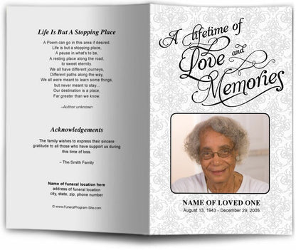 Lifetime Funeral Program Template.
