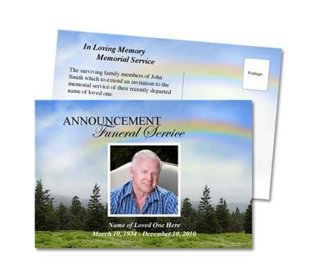 Promise Funeral Announcement Postcard Template.