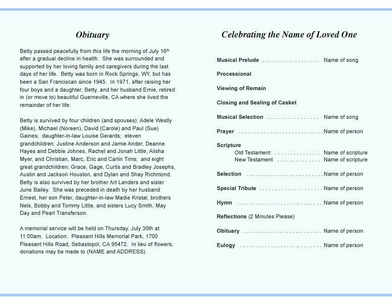 Big Rig Funeral Program Template.