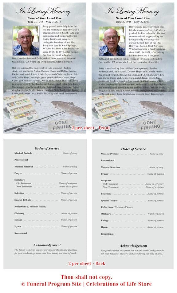 Angler Funeral Flyer Template.