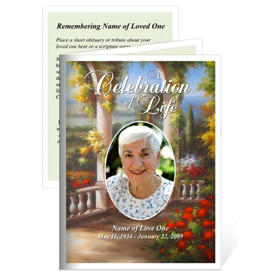 Tuscany Small Memorial Card Template.