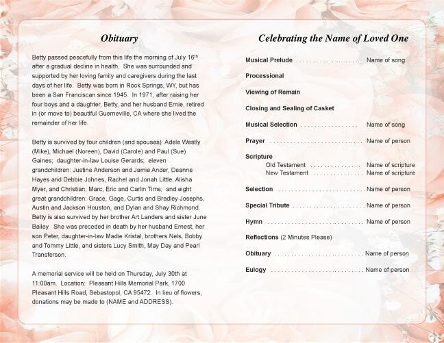 Precious Funeral Program Template.