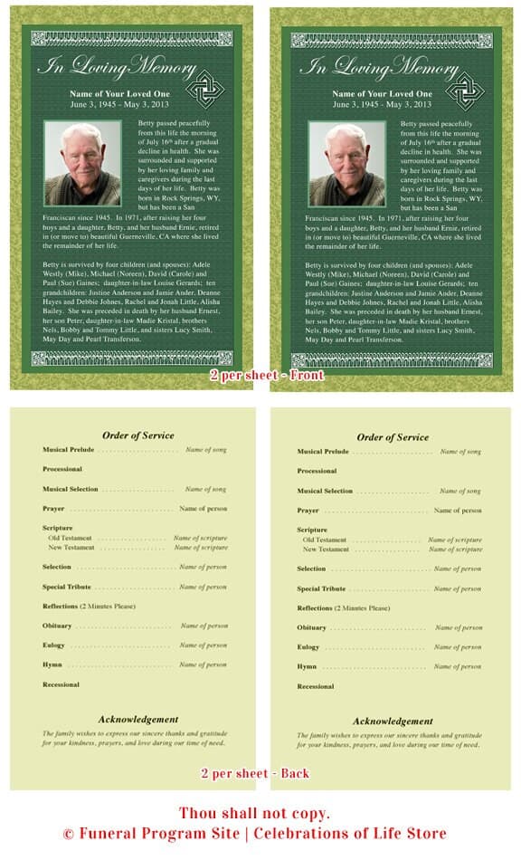 Celtic Funeral Flyer Template.