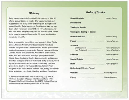 Tranquil Funeral Program Template.