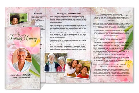 Pearls Tri Fold Funeral Brochure Template.