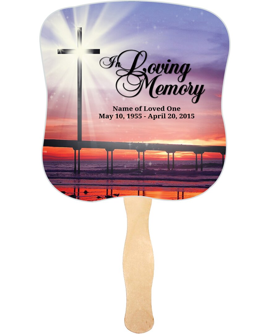 Glorify Cardstock Memorial Fan With Wooden Handle (Pack of 10).